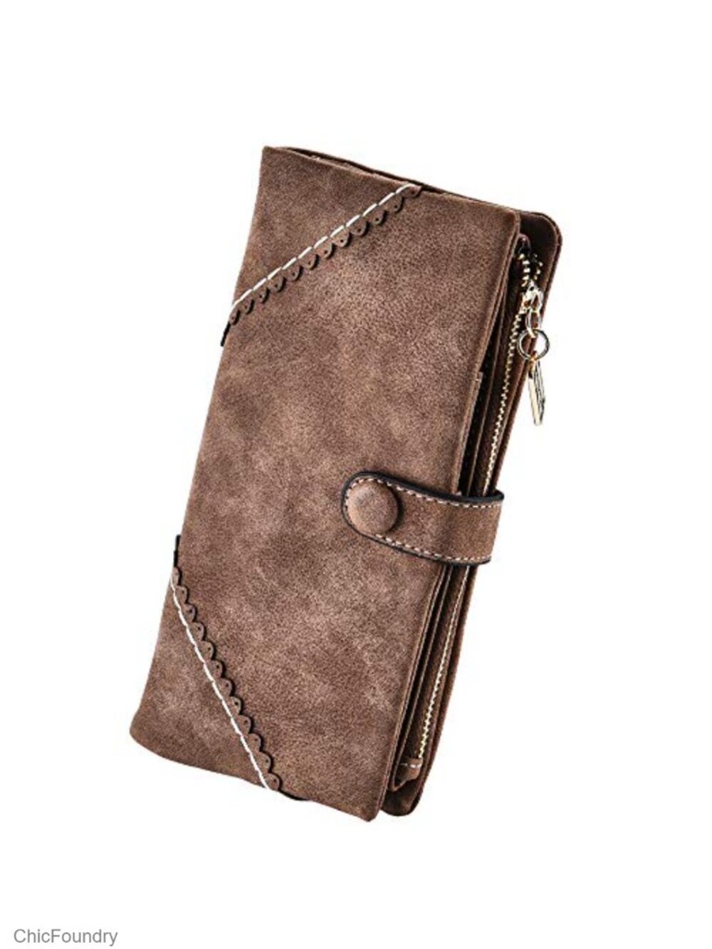 Vegan Leather Bifold Clutch Wallet Large Capacity Card Organizer